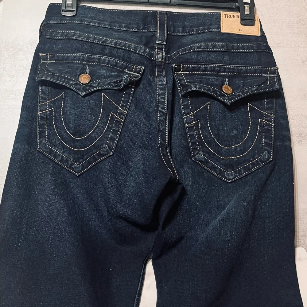 True Religion Billy Bootcut with Flaps Cotton Dark Wash Jeans Sz 30 35”Wx31”